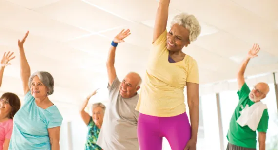group of seniors exercising