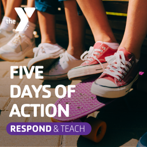 Children's shoes on a skateboard with text saying Five Days Of Action.