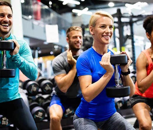 People doing body pump class.