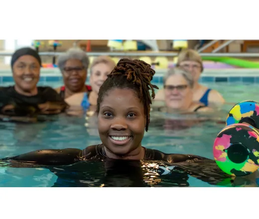 Atoya in the pool for a aqua class