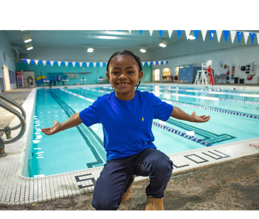 Michael in front of the pool