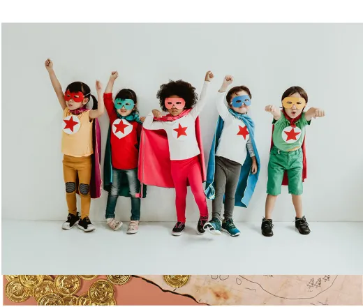 a group of children with super hero costumes
