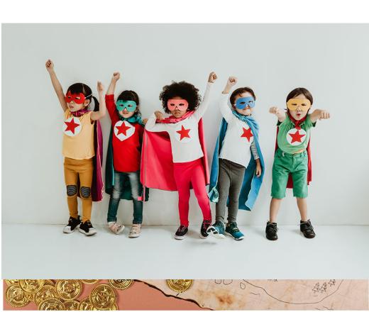 a group of children with super hero costumes