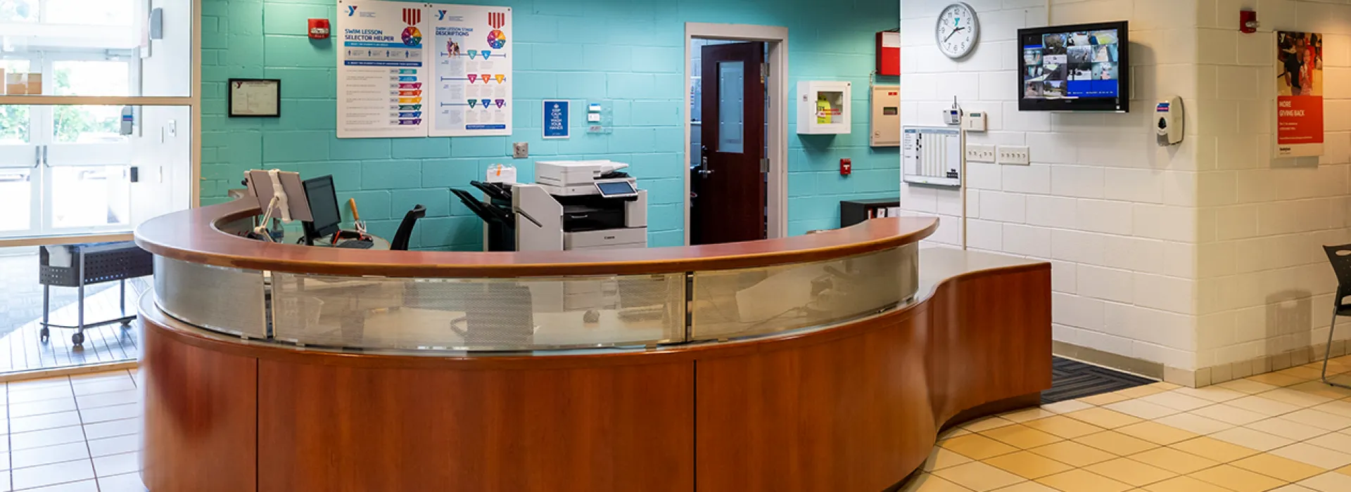 Welcome Center desk at the Luter Family YMCA