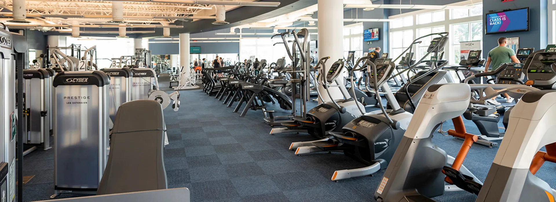 Cardio and strength equipment on the wellness floor